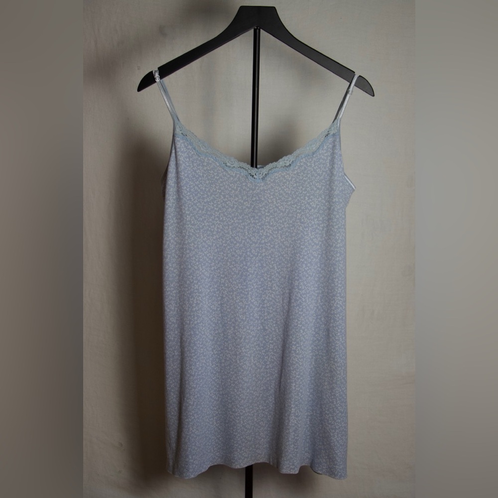 Charter Club Gray Slip Dress Size L Spaghetti Strap Midi Knit Soft Lounge Y2K